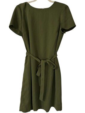 Jcrew Green Shift Dress With Tie Waist Size 12